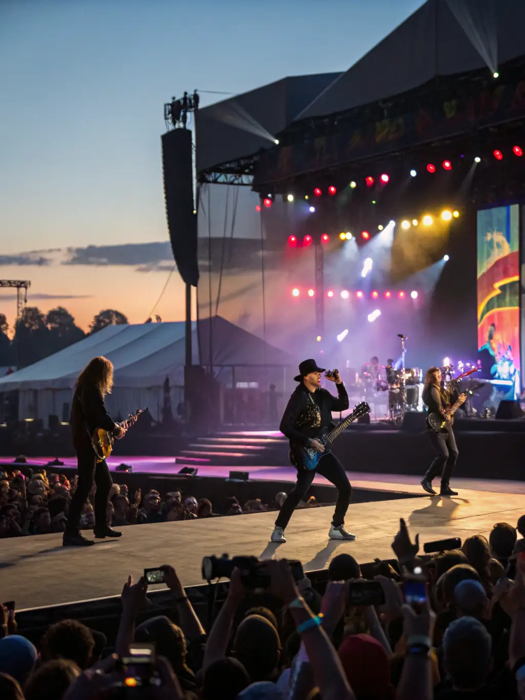 A vibrant photograph capturing a live music performance supported by ARAGONNE, showcasing the energy and talent of the artists involved.